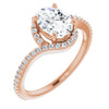Cubic Zirconia Engagement Ring- The Essence (Customizable Artisan Oval Cut Design with Thin, Accented Bypass Band)
