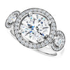 Cubic Zirconia Engagement Ring- The Carina Mixe (Customizable 3x Halo-Enhanced 3-stone Style with Round Cut Center and Round Cut Accents)