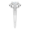 Cubic Zirconia Engagement Ring- The Ashton (Customizable Vintage Oval Cut Design with Beaded Milgrain and Starburst Semi-Halo)