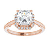 Cubic Zirconia Engagement Ring- The Honesty (Customizable Cathedral-Halo Asscher Cut Style featuring Sculptural Trellis)