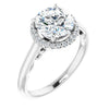 Cubic Zirconia Engagement Ring- The Honesty (Customizable Cathedral-Halo Round Cut Style featuring Sculptural Trellis)