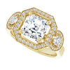 Cubic Zirconia Engagement Ring- The Carina Mixe (Customizable 3x Halo-Enhanced 3-stone Style with Asscher Cut Center and Round Cut Accents)