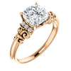 Cubic Zirconia Engagement Ring- The Lark (Customizable 7-stone Cushion Cut Design with Vertical Round-Channel Accents)