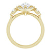 Cubic Zirconia Engagement Ring- The Carina Mixe (Customizable 3x Halo-Enhanced 3-stone Style with Marquise Cut Center and Round Cut Accents)