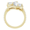 Cubic Zirconia Engagement Ring- The Anushka (Customizable Double Emerald Cut 2-Stone Style Enhanced with Accented Artisan Bypass Band)