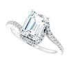 Cubic Zirconia Engagement Ring- The Essence (Customizable Artisan Emerald Cut Design with Thin, Accented Bypass Band)