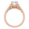 Cubic Zirconia Engagement Ring- The Honesty (Customizable Cathedral-Halo Cushion Cut Style featuring Sculptural Trellis)