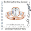 Cubic Zirconia Engagement Ring- The Astrid (Customizable Bezel-set Radiant Cut Design with Quad Horizontal Band Sleeves of Baguette Accents)