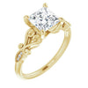 10K Yellow Gold Customizable 7-stone Design with Princess/Square Cut Center Plus Sculptural Band and Filigree