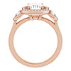 Cubic Zirconia Engagement Ring- The Carina Mixe (Customizable 3x Halo-Enhanced 3-stone Style with Emerald Cut Center and Round Cut Accents)