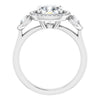 Cubic Zirconia Engagement Ring- The Carina Mixe (Customizable 3x Halo-Enhanced 3-stone Style with Cushion Cut Center and Round Cut Accents)