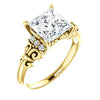 Cubic Zirconia Engagement Ring- The Lark (Customizable 7-stone Princess/Square Cut Design with Vertical Round-Channel Accents)