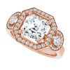 Cubic Zirconia Engagement Ring- The Carina Mixe (Customizable 3x Halo-Enhanced 3-stone Style with Asscher Cut Center and Round Cut Accents)