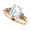Cubic Zirconia Engagement Ring- The Lark (Customizable 7-stone Radiant Cut Design with Vertical Round-Channel Accents)
