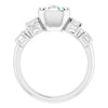 Cubic Zirconia Engagement Ring- The Astrid (Customizable Bezel-set Asscher Cut Design with Quad Horizontal Band Sleeves of Baguette Accents)