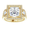 Cubic Zirconia Engagement Ring- The Carina Mixe (Customizable 3x Halo-Enhanced 3-stone Style with Princess/Square Cut Center and Round Cut Accents)