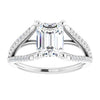 Cubic Zirconia Engagement Ring- The Addison (Customizable Cathedral-raised Emerald Cut Center with Exquisite Accented Split-band)