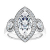 Cubic Zirconia Engagement Ring- The Carina Mixe (Customizable 3x Halo-Enhanced 3-stone Style with Marquise Cut Center and Round Cut Accents)
