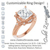 Cubic Zirconia Engagement Ring- The Ashton (Customizable Vintage Princess/Square Cut Design with Beaded Milgrain and Starburst Semi-Halo)