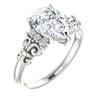 Cubic Zirconia Engagement Ring- The Lark (Customizable 7-stone Pear Cut Design with Vertical Round-Channel Accents)