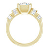 Cubic Zirconia Engagement Ring- The Astrid (Customizable Bezel-set Asscher Cut Design with Quad Horizontal Band Sleeves of Baguette Accents)