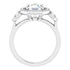 Cubic Zirconia Engagement Ring- The Carina Mixe (Customizable 3x Halo-Enhanced 3-stone Style with Asscher Cut Center and Round Cut Accents)