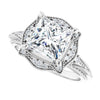 Cubic Zirconia Engagement Ring- The Ashton (Customizable Vintage Princess/Square Cut Design with Beaded Milgrain and Starburst Semi-Halo)