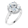 10K White Gold Customizable Cathedral-Halo Round Cut Style featuring Sculptural Trellis