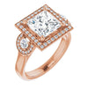 Cubic Zirconia Engagement Ring- The Carina Mixe (Customizable 3x Halo-Enhanced 3-stone Style with Princess/Square Cut Center and Round Cut Accents)