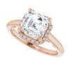 Cubic Zirconia Engagement Ring- The Honesty (Customizable Cathedral-Halo Asscher Cut Style featuring Sculptural Trellis)