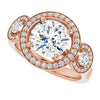 Cubic Zirconia Engagement Ring- The Carina Mixe (Customizable 3x Halo-Enhanced 3-stone Style with Round Cut Center and Round Cut Accents)