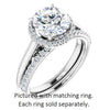 Cubic Zirconia Engagement Ring- The Honesty (Customizable Cathedral-Halo Round Cut Style featuring Sculptural Trellis)