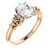 Cubic Zirconia Engagement Ring- The Lark (Customizable 7-stone Oval Cut Design with Vertical Round-Channel Accents)