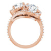 Cubic Zirconia Engagement Ring- The Anushka (Customizable Double Round Cut 2-Stone Style Enhanced with Accented Artisan Bypass Band)