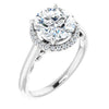 10K White Gold Customizable Cathedral-Halo Round Cut Style featuring Sculptural Trellis