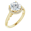 Cubic Zirconia Engagement Ring- The Honesty (Customizable Cathedral-Halo Round Cut Style featuring Sculptural Trellis)
