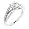 10K White Gold Customizable Cathedral-raised Asscher Cut Center with Exquisite Accented Split-band