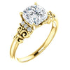 Cubic Zirconia Engagement Ring- The Lark (Customizable 7-stone Cushion Cut Design with Vertical Round-Channel Accents)
