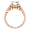 Cubic Zirconia Engagement Ring- The Honesty (Customizable Cathedral-Halo Round Cut Style featuring Sculptural Trellis)
