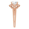 Cubic Zirconia Engagement Ring- The Ashton (Customizable Vintage Cushion Cut Design with Beaded Milgrain and Starburst Semi-Halo)
