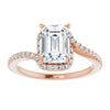 Cubic Zirconia Engagement Ring- The Essence (Customizable Artisan Emerald Cut Design with Thin, Accented Bypass Band)