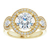 Cubic Zirconia Engagement Ring- The Carina Mixe (Customizable 3x Halo-Enhanced 3-stone Style with Round Cut Center and Round Cut Accents)