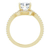Cubic Zirconia Engagement Ring- The Essence (Customizable Artisan Cushion Cut Design with Thin, Accented Bypass Band)