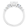 Cubic Zirconia Engagement Ring- The Astrid (Customizable Bezel-set Emerald Cut Design with Quad Horizontal Band Sleeves of Baguette Accents)