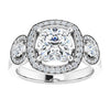 Cubic Zirconia Engagement Ring- The Carina Mixe (Customizable 3x Halo-Enhanced 3-stone Style with Cushion Cut Center and Round Cut Accents)