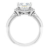 Cubic Zirconia Engagement Ring- The Ashton (Customizable Vintage Princess/Square Cut Design with Beaded Milgrain and Starburst Semi-Halo)