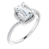 Cubic Zirconia Engagement Ring- The Essence (Customizable Artisan Emerald Cut Design with Thin, Accented Bypass Band)