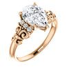 Cubic Zirconia Engagement Ring- The Lark (Customizable 7-stone Pear Cut Design with Vertical Round-Channel Accents)