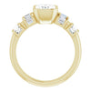 Cubic Zirconia Engagement Ring- The Astrid (Customizable Bezel-set Emerald Cut Design with Quad Horizontal Band Sleeves of Baguette Accents)