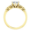 Cubic Zirconia Engagement Ring- The Lark (Customizable 7-stone Pear Cut Design with Vertical Round-Channel Accents)